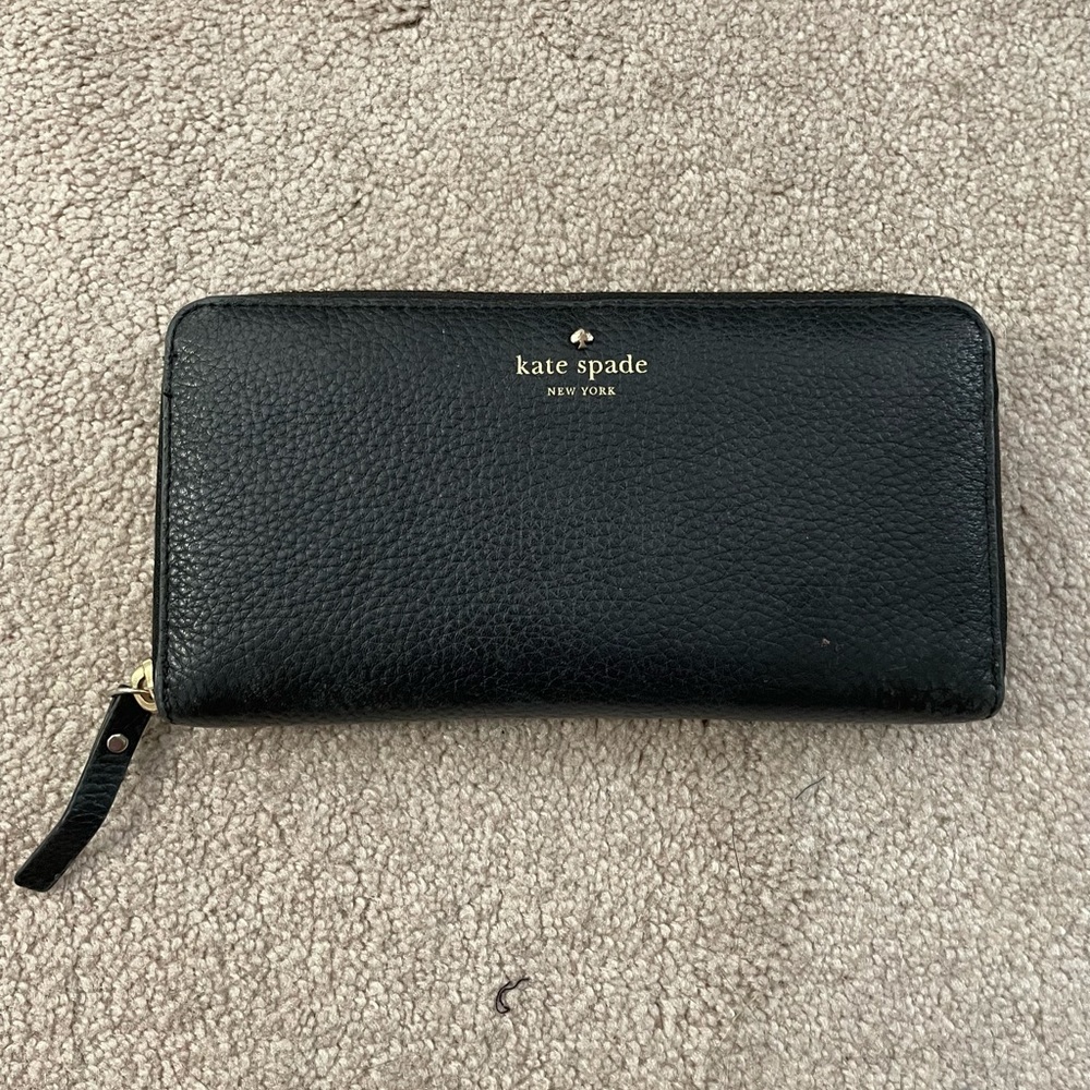 Kate Spade Black Leather Zip Wallet - Picture 1 of 13